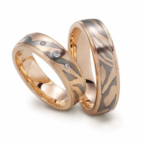 Beispiel Foto eines Mokume-Gane-Traurings